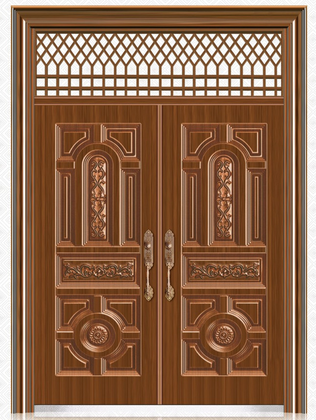 别墅大门防盗门非标门锌合金进户仿铜仿真铜门对开门子母四开大门