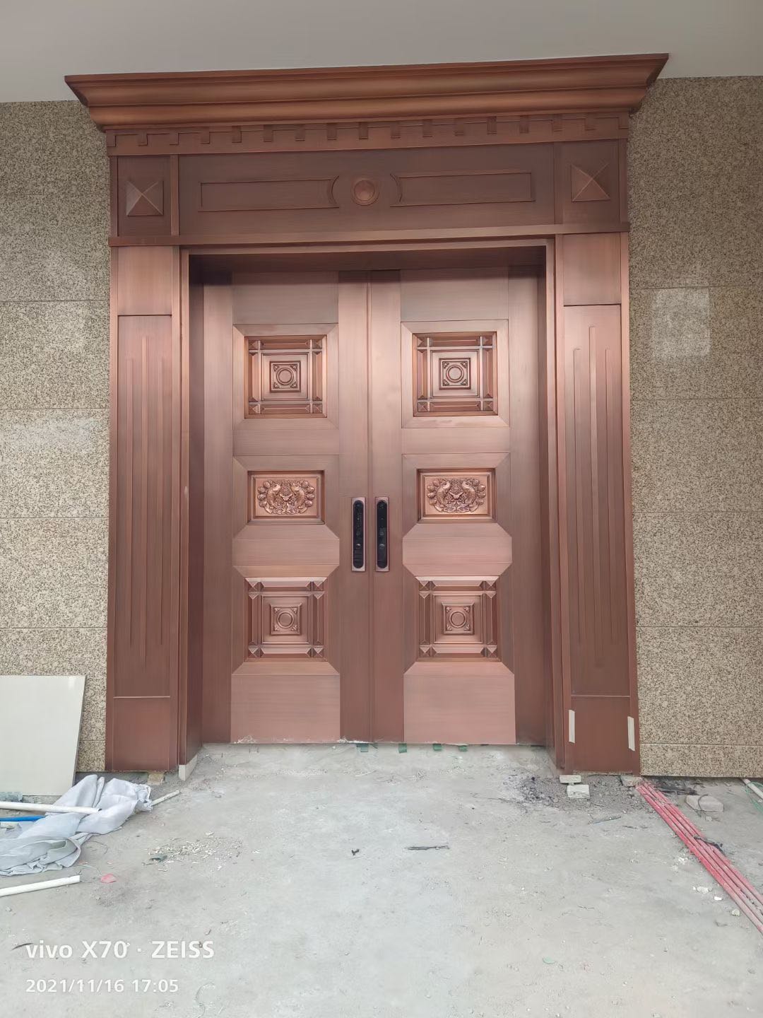 铜门别墅大门入户门对开四开门子母门仿铜门真铜门纯铜门.