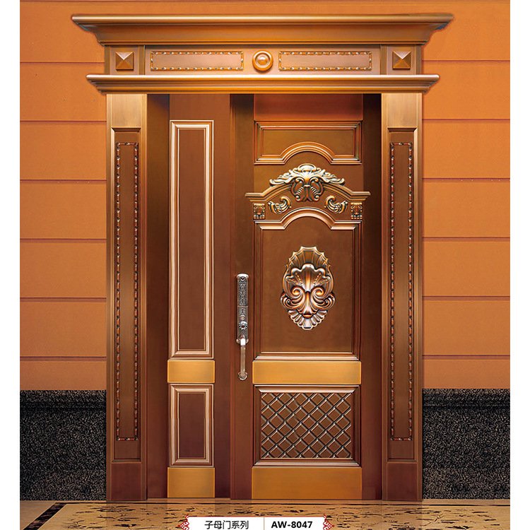 铜门定制单开铜门别墅门纯铜大门全铜豪华铜门进户门纯铜紫铜门镀